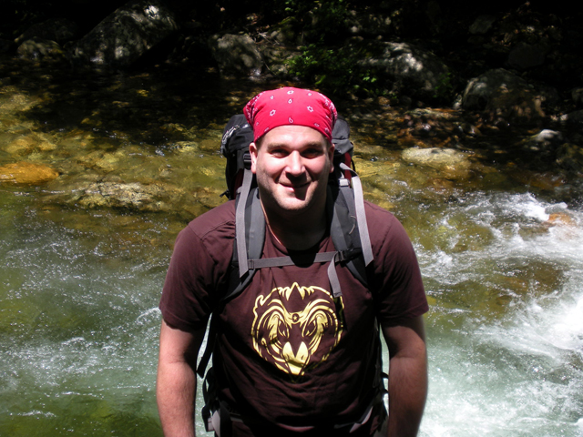 Eric Siegel hiking is Pisgah Forest